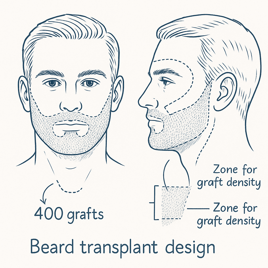 A picture of a graft sketch for a beard