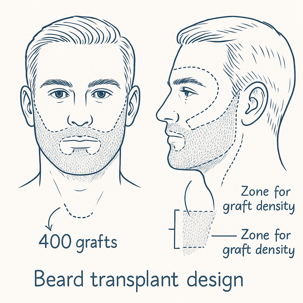 A picture of a graft sketch for a beard